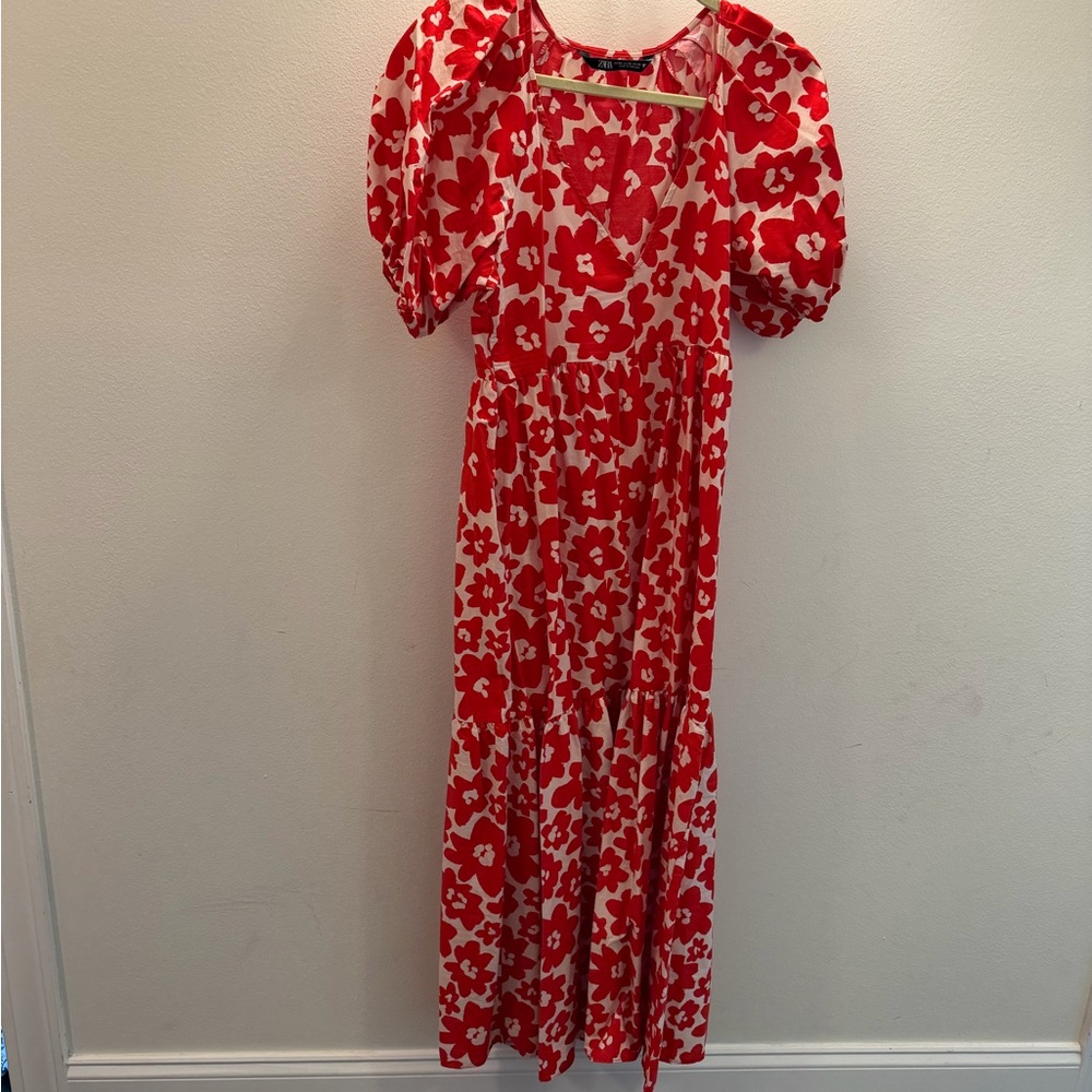 Zara Red Floral Maxi Dress